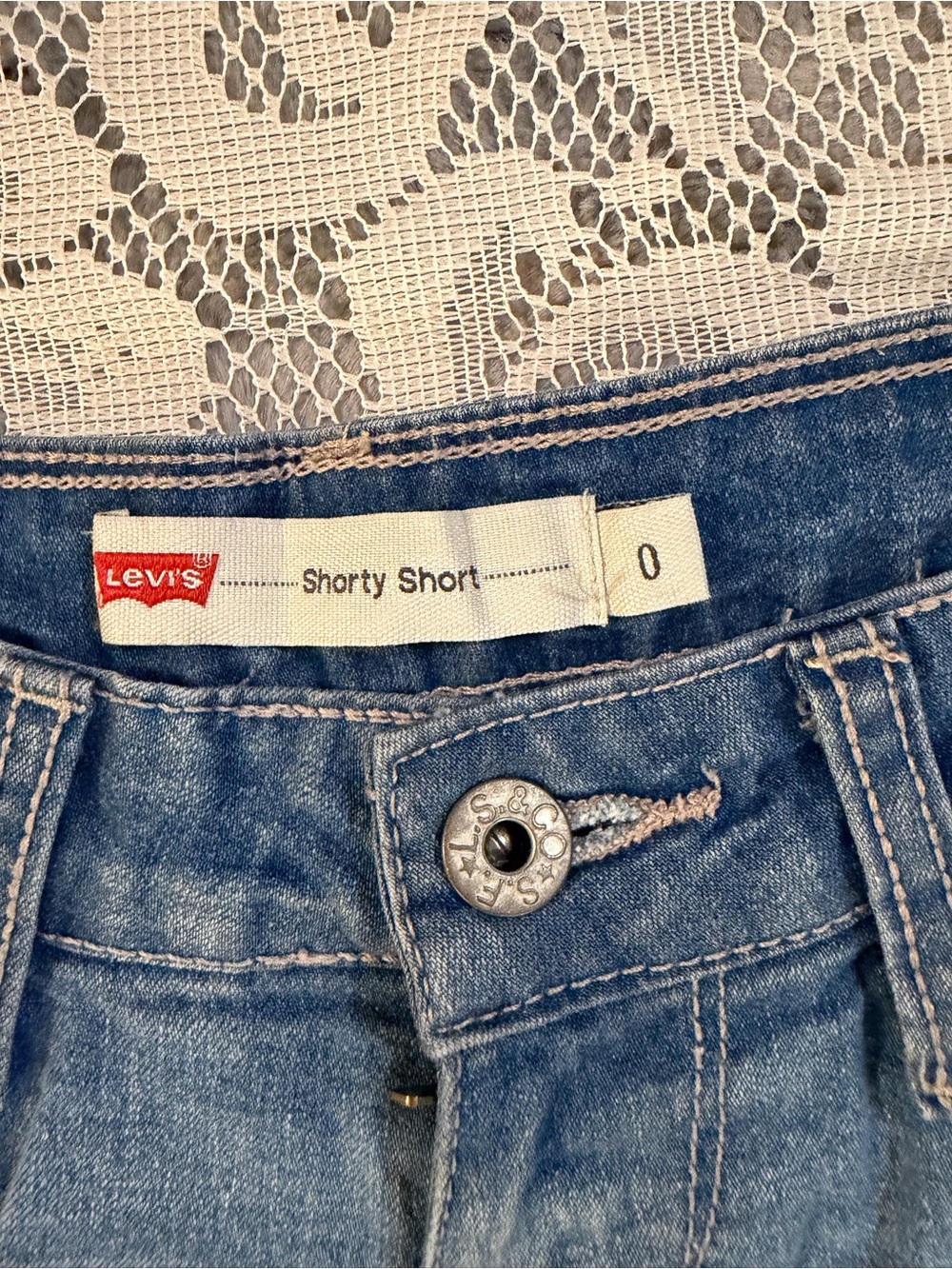 Levi's Shorty Short Low Rise Cutoff Cuffed Hem Denim Shorts - Picture 2 of 5
